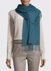 Loro Piana Cashmere Sciarpa Grande Fringe-trim Scarf In Sycamore Blue