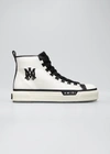 Amiri Ma Court Leather And Canvas High-top Trainers In White Bl