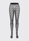 Marine Serre Moonogram Flocked Mesh Tights In 00 Black