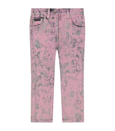 Dolce & Gabbana Kids Acid-wash Straight-fit Jeans (2-6 Years) In Pink