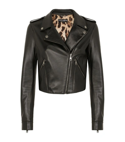 Dolce & Gabbana Black Leather Biker Jacket