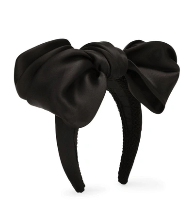 Dolce & Gabbana Oversized-bow Silk Headband In Black