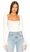LOVERS & FRIENDS KINSLEY FEATHER TRIM TOP
