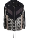 Balmain Jacket With Maxi Monogram Logo Print In Black