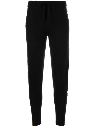 Madison.maison Laminated-stripe Cashmere Trousers In Black