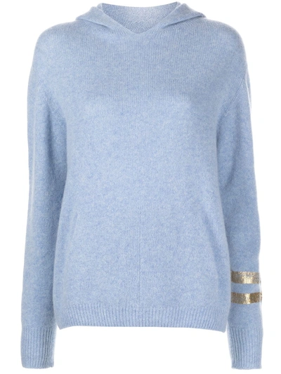 Madison.maison Stripe-trim Cashmere Hoodie In Blue