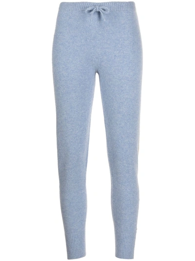 Madison.maison Laminated-stripe Cashmere Trousers In Blue