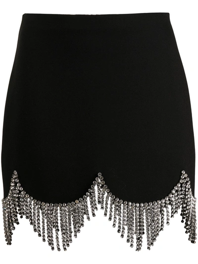 Area Crystal-embellished Scalloped Mini Skirt In Black