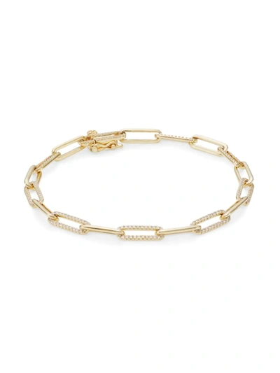 Saks Fifth Avenue Women's 14k Yellow Gold & 0.74 Tcw Diamond Paper Clip Link Bracelet