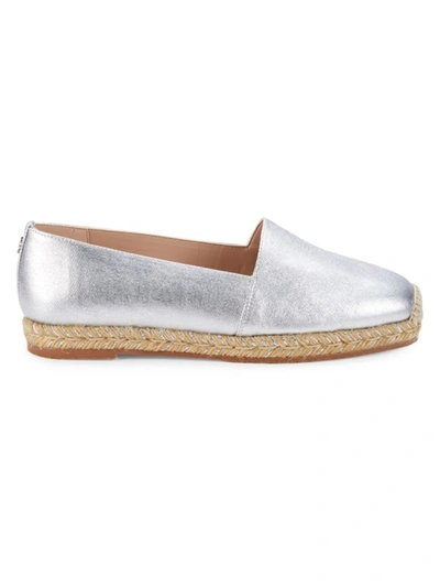 Stuart Weitzman Dree Metallic Coated Canvas Espadrilles In Silver