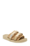 Suicoke Stitched Touch-strap Slides In Grey