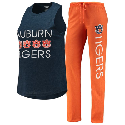 Concepts Sport Women's  Orange, Navy Auburn Tigers Tank Top And Pants Sleep Set In Orange,navy