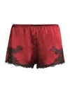 Josie Natori Lolita Standard-fit Lace-trim Silk Shorts In Imperial Red Ash Black