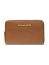 Michael Michael Kors Small Jet Set Leather Card Case In Luggage