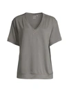 Yummie V-neck French Terry T-shirt In Grey