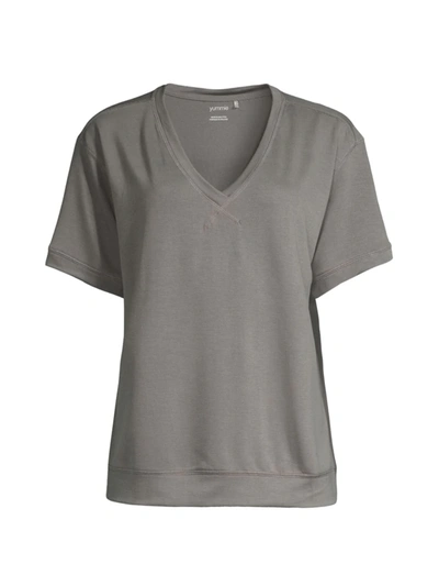 Yummie V-neck French Terry T-shirt In Grey