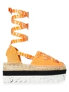 Stella Mccartney Women's Gaia Logo Canvas Platform Espadrilles In Mango