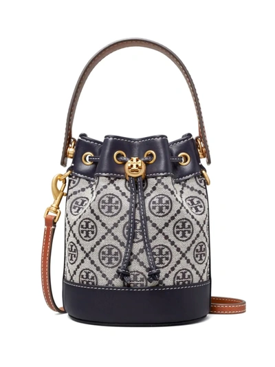 Tory Burch T-monogram Jacquard Mini Bucket Bag In Tory Navy