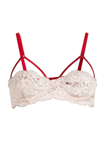 Fleur Du Mal Women's Foxy Lace Half-cup Bra In Pale Blush