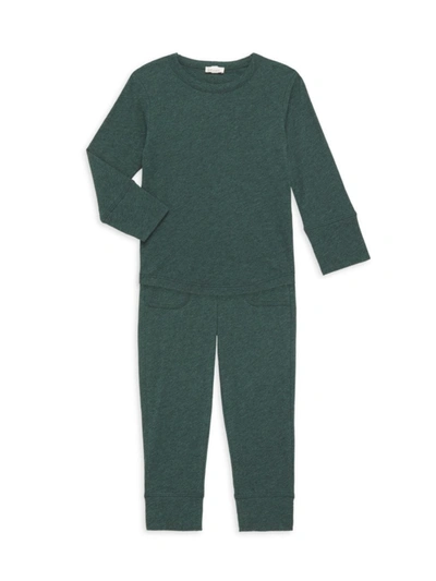 Skin Kid's Two-piece Cotton Pajama Set In Juniper
