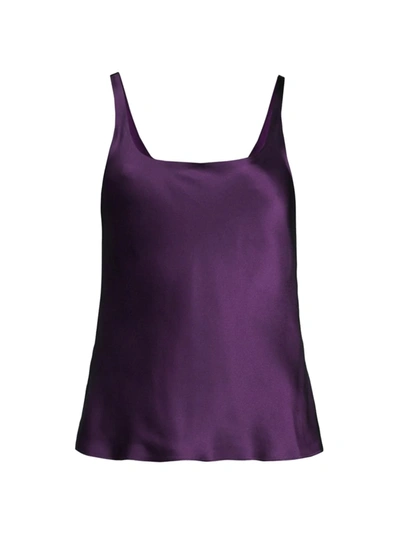 Natori Key Double Layer Silk Tank Top In Dark Purple