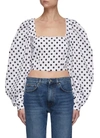 Caroline Constas Elliot Cropped Polka-dot Cotton-blend Poplin Blouse In Black,white