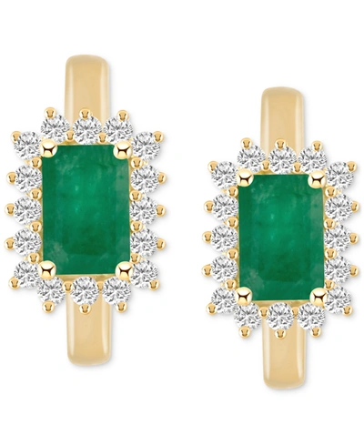 Macy's Ruby (1-3/8 Ct. T.w.) & Diamond (1/3 Ct. T.w.) Hoop Earrings In 14k Gold (also In Emerald & Sapphire