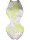 Pucci Farfalle-print Swimsuit In Green