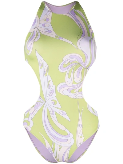 Pucci Farfalle-print Swimsuit In Green