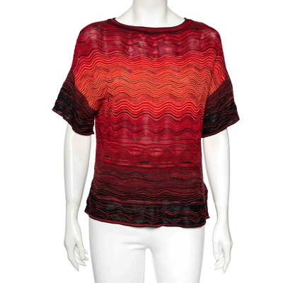 Pre-owned M Missoni Multicolor Wave Pattern Knit Oversized Top S