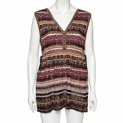 Pre-owned M Missoni Multicolored Lurex Knit Sleeveless Top L