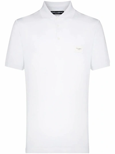 Dolce & Gabbana Stretch Cotton Piqué Polo Shirt In White
