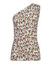 La Doublej Disco Leopard Face-print One-shoulder Top In Multicolor