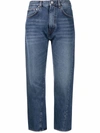 TOTÊME WASHED BLUE STRAIGHT-LEGGED CROPPED JEANS