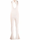 Jacquemus Light Beige Plunge-neck Jumpsuit In Neutrals