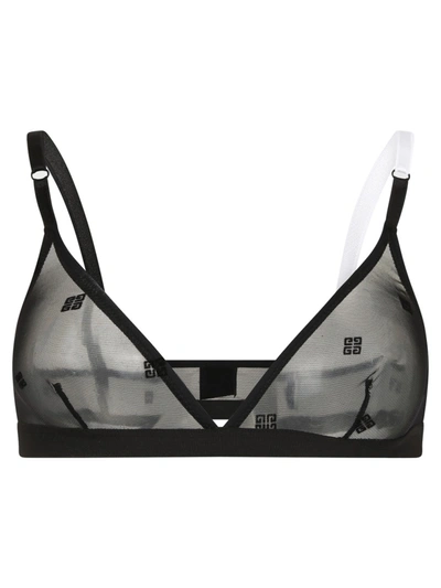 Black Logo-jacquard mesh triangle bra, Versace