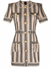 Balmain Stiped Pique Dress In Neutrals