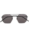 Saint Laurent Black Sl 422 Hexagonal Lens Sunglasses In Black