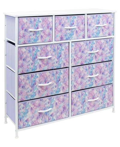 Sorbus 9 Drawers Chest Dresser In Tie-dye Purple