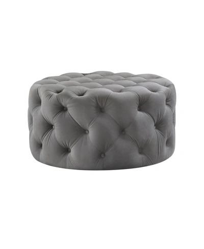 INSPIRED HOME BELLA UPHOLSTERED TUFTED ALLOVER ROUND COCKTAIL OTTOMAN
