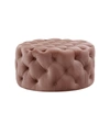 Inspired Home Bella Upholstered Tufted Allover Round Cocktail Ottoman In Pink