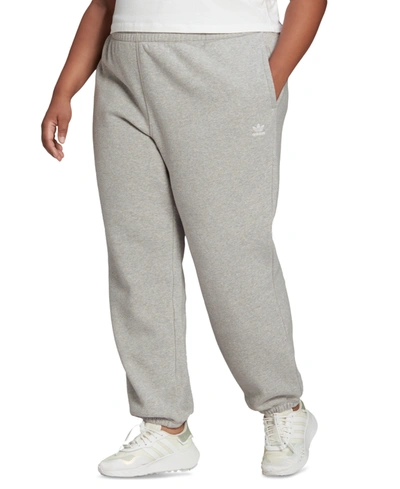 Adidas Originals Adidas Plus Size Essentials Three-stripes Fleece Joggers In Medium Grey Heather