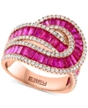 EFFY COLLECTION EFFY RUBY (3-1/4 CT. T.W.) & DIAMOND (5/8 CT. T.W.) SWIRL STATEMENT RING IN 14K ROSE GOLD