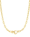 Macy's Black Spinel Horseshoe Clasp Paperclip Link 18" Chain Necklace In 14k Gold-plated Sterling Silver In Gold Over Silver