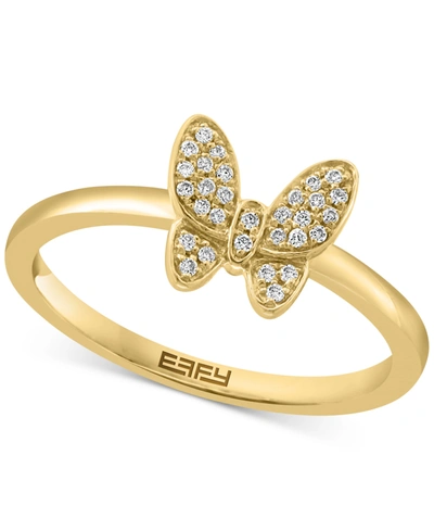 Effy Collection Effy Diamond Butterfly Ring (1/10 Ct. T.w.) In Sterling Silver Or 14k Gold-plated Sterling Silver