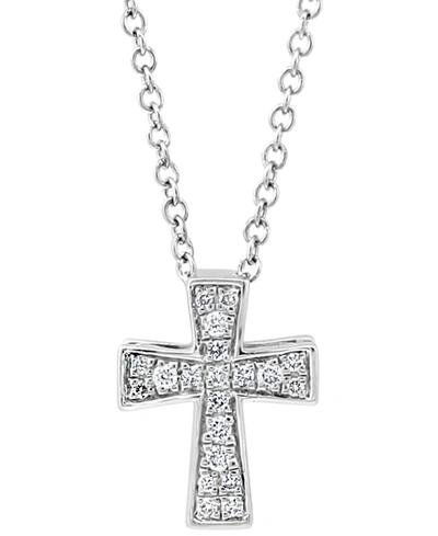 Effy Collection Effy Diamond Cross 18" Pendant Necklace (1/10 Ct. T.w.) In Sterling Silver