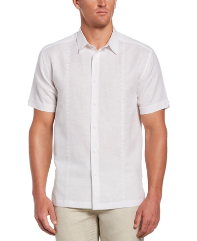 Cubavera Men's Big & Tall Ombre Embroidered Stripe Short Sleeve Shirt In Brilliant White