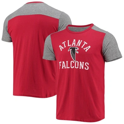 Majestic Men's Red, Heathered Gray Atlanta Falcons Gridiron Classics Field Goal Slub T-shirt In Red,gray