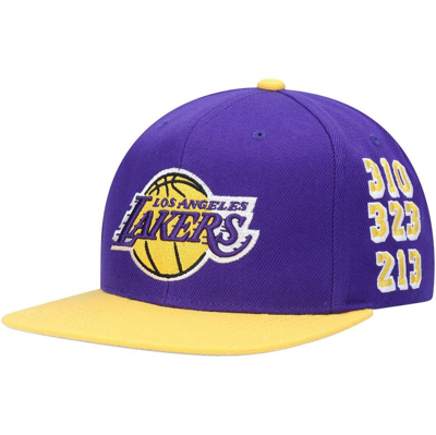 MITCHELL & NESS MITCHELL & NESS PURPLE LOS ANGELES LAKERS AREA CODE SNAPBACK HAT