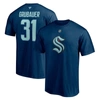 Fanatics Men's  Philipp Grubauer Deep Sea Blue Seattle Kraken Authentic Stack Name And Number T-shirt In Navy